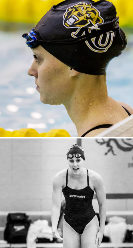 Cheering on teammates and reflecting on events during the college swimming days!