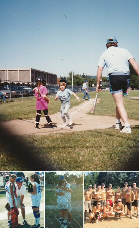 1) When my love for the game began. 2) My dad coaching me (pitcher) on the field during a divisional championship. 3) Me and my dad hugging after winning the state championship. 4) Our rec league for Rain.