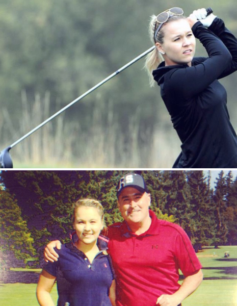 My last home collegiate golf tournament at WSU. Bottom: My dad and I playing in the Parent-Child Chapman from 2013.