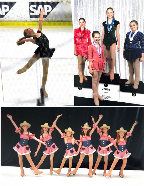 1) Figure skating when I was 12. 2) On the podium (third from the left). 3) Warm up pre an ice rink wide show (second from the left).